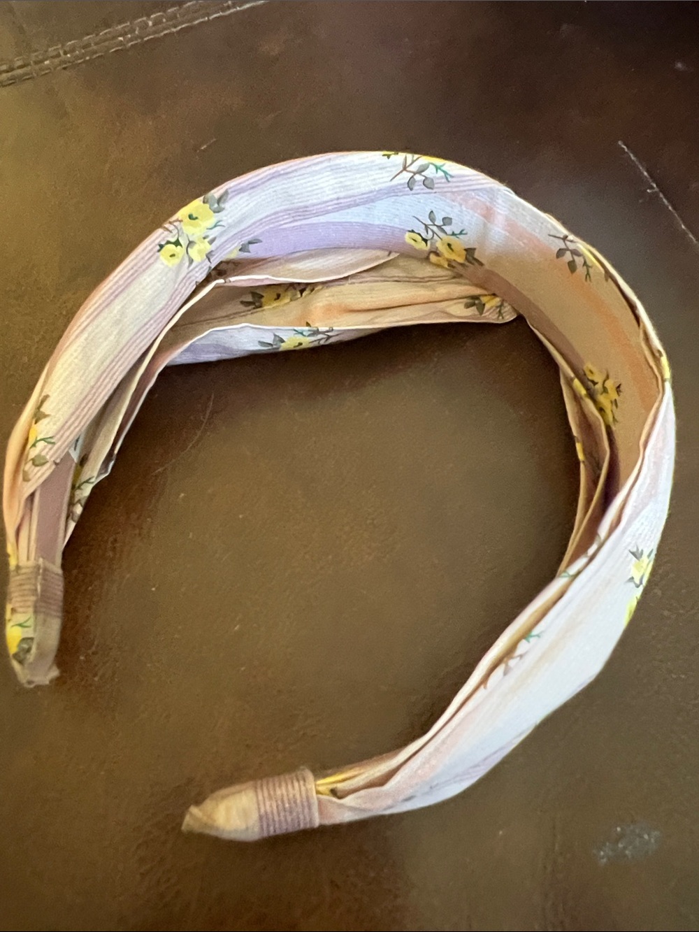 Anthropologie Lavender striped Floral Twisted Fabric Headband